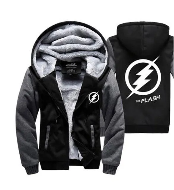 2019 Winter The  Jackets men hipster Coat Anime Justice League Hooded fashion Thick Zipper Sweatshirt fleece tracksuit down