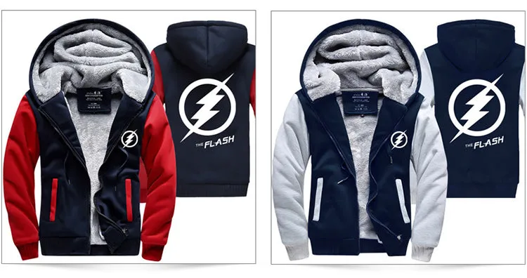 2019 Winter The  Jackets men hipster Coat Anime Justice League Hooded fashion Thick Zipper Sweatshirt fleece tracksuit down