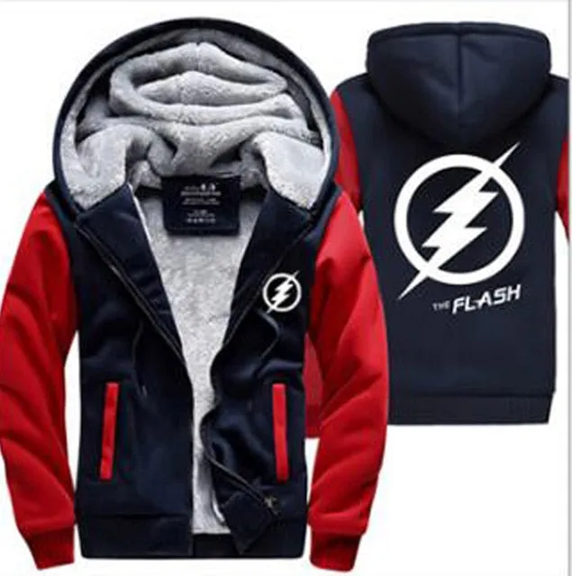 2019 Winter The  Jackets men hipster Coat Anime Justice League Hooded fashion Thick Zipper Sweatshirt fleece tracksuit down
