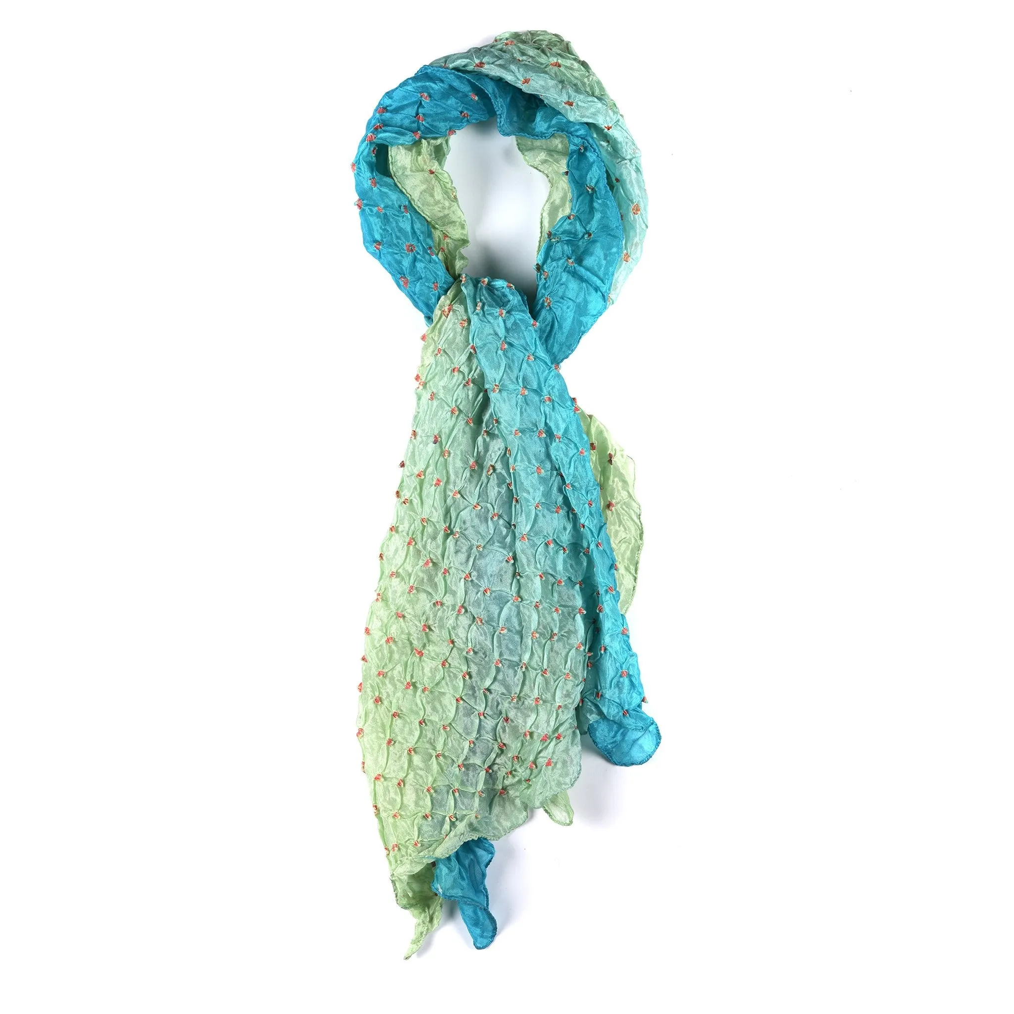 Aquamarine Bandhani Silk Scarf from Rajasthan