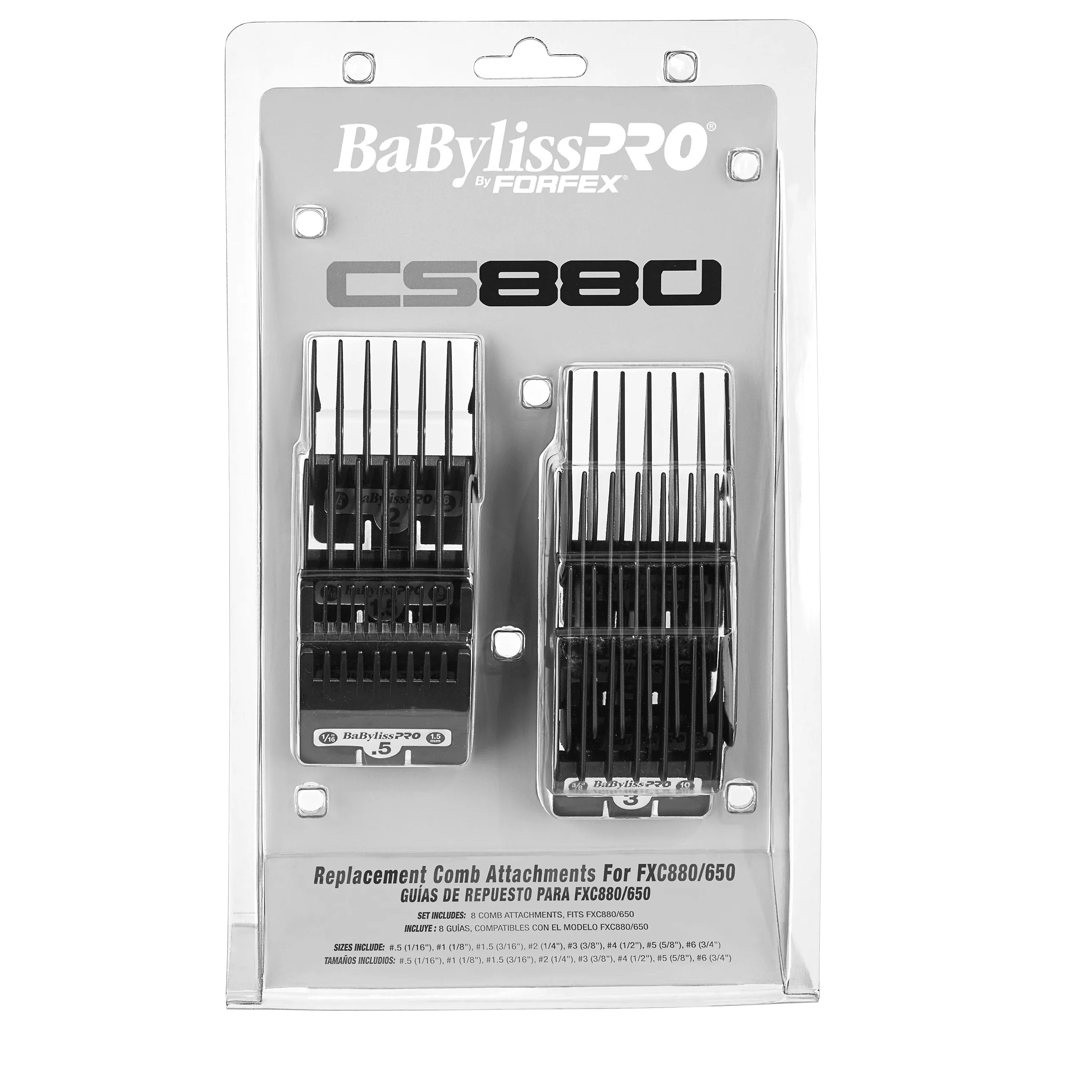 Babyliss Pro By Forfex Attachment 8 Pcs Comb Set Fits All 880 Models, Fx870G, Fx870Rg, Fx650, Fx673 #Fxcs880-320