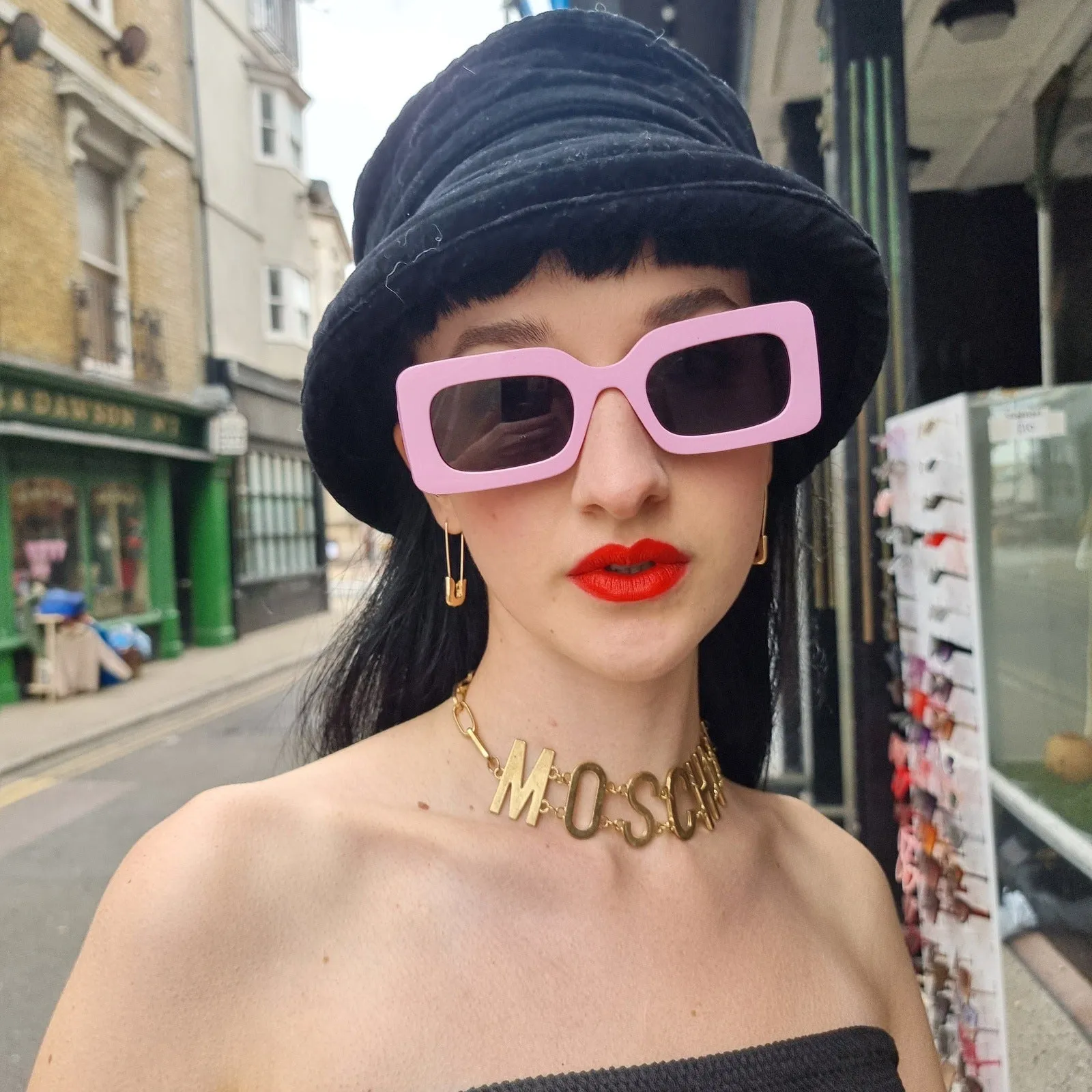 Chunky Rectangular Sunglasses - Pink