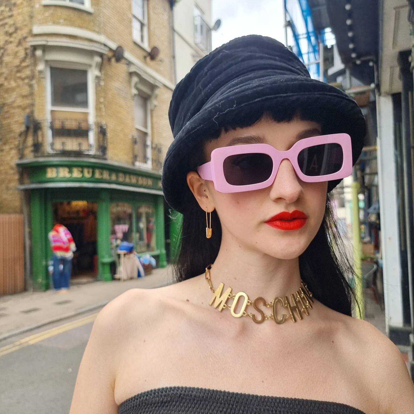Chunky Rectangular Sunglasses - Pink