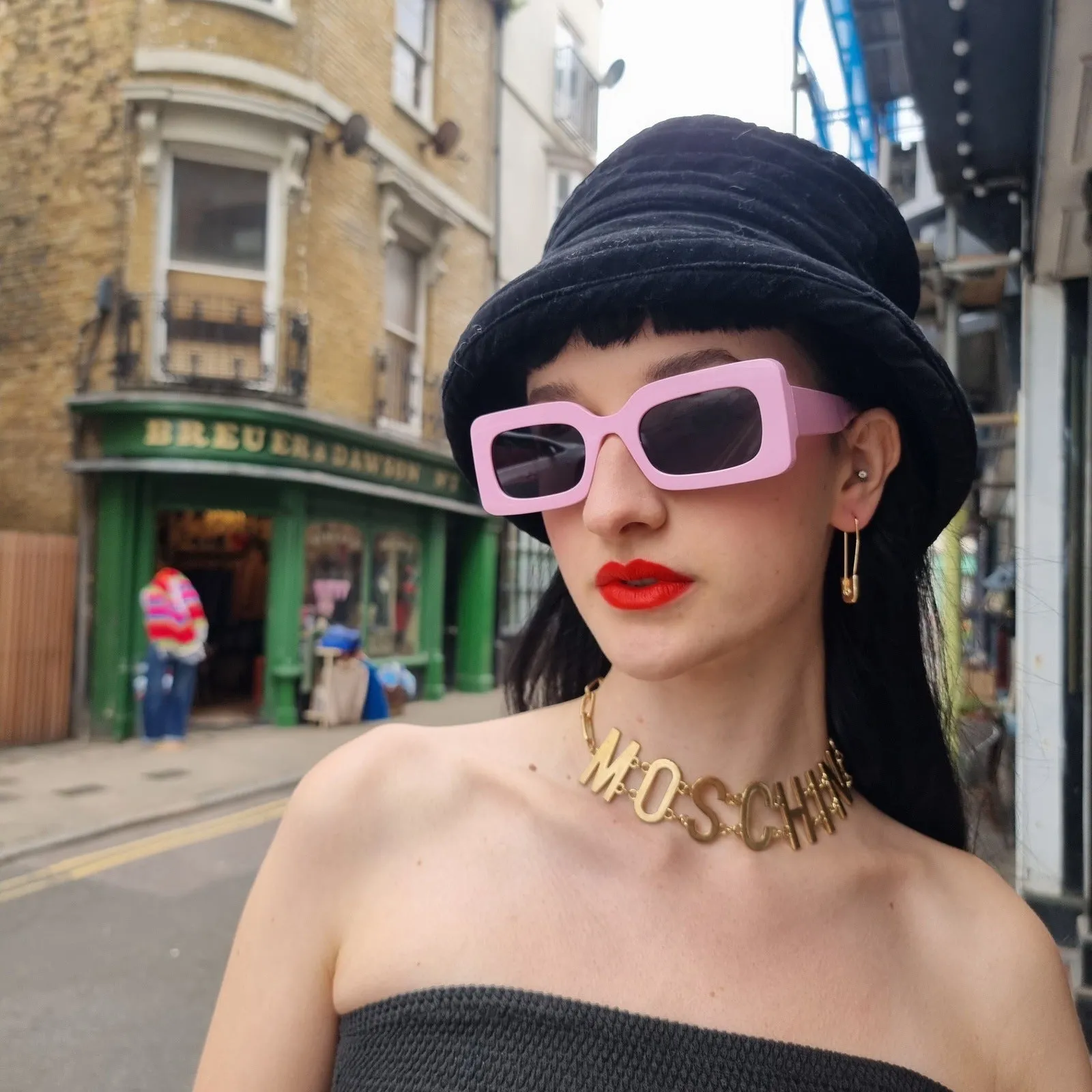 Chunky Rectangular Sunglasses - Pink