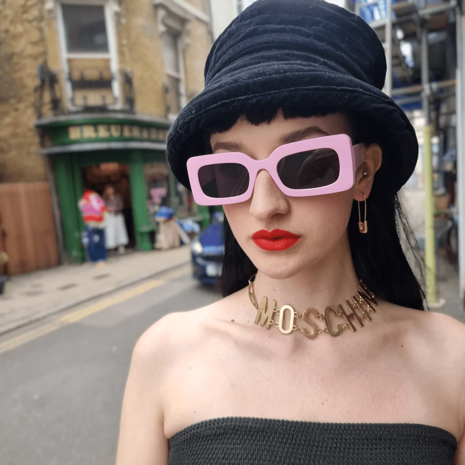 Chunky Rectangular Sunglasses - Pink