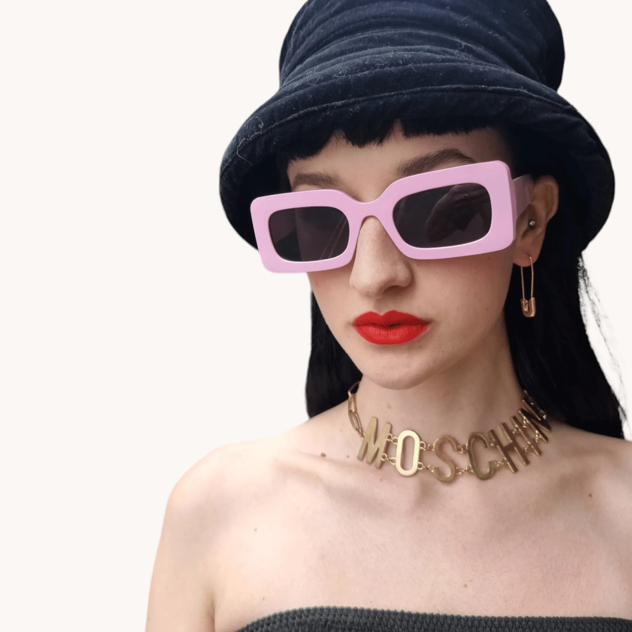 Chunky Rectangular Sunglasses - Pink