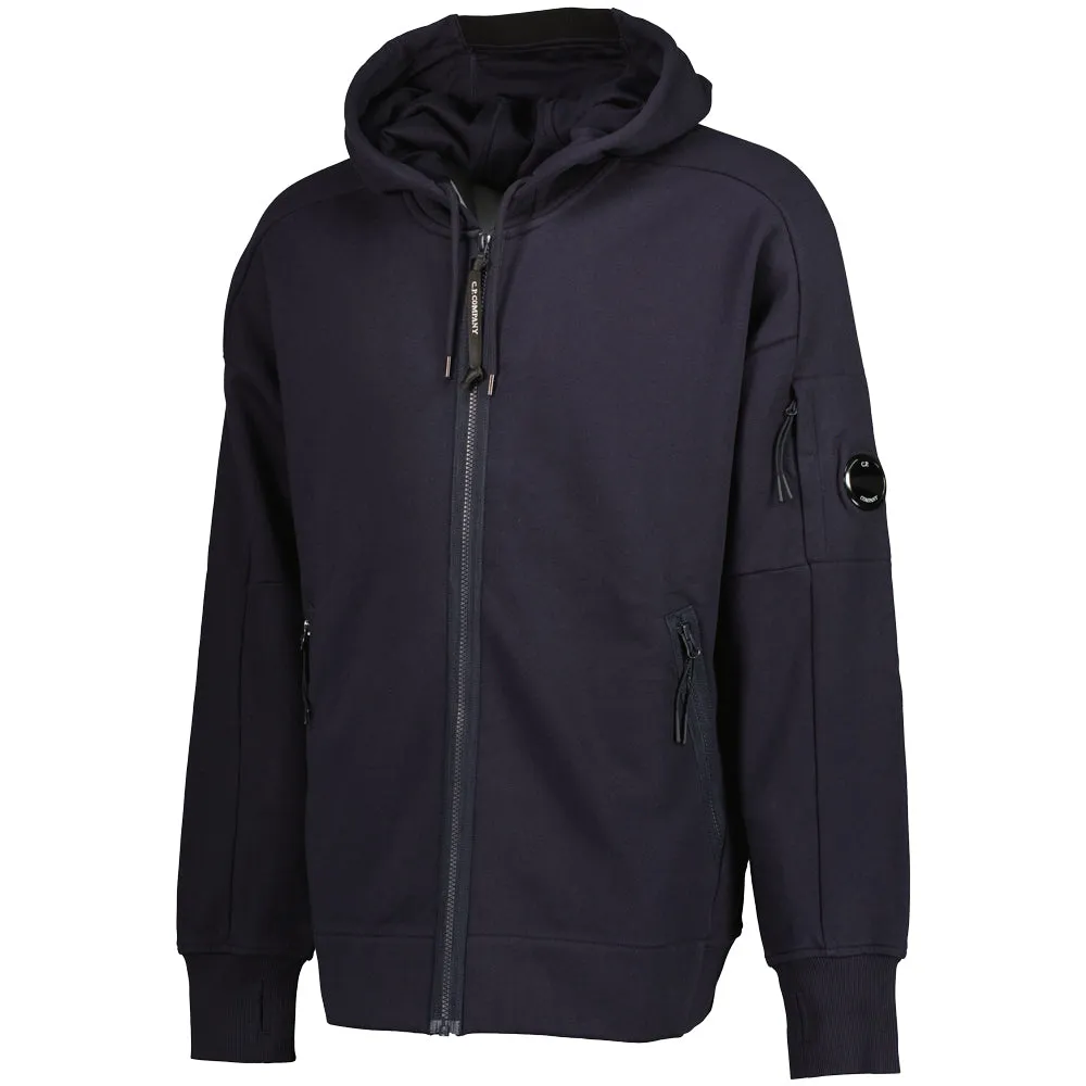 Diagonal Raised Fleece Lens Zip Hoodie