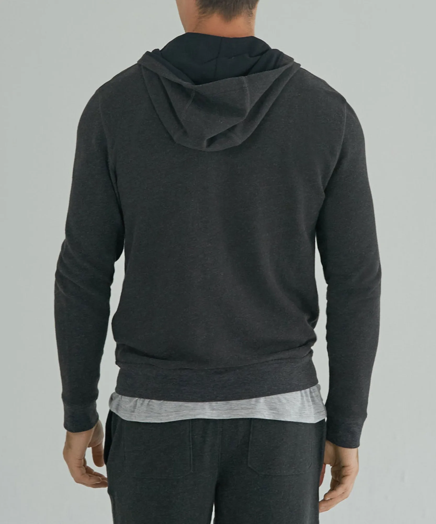 French Terry Zip-Up Hoodie - Heather Charcoal
