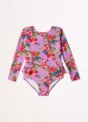 Girls Honolulu L/S Paddlesuit Hip Frill Detai  - Honolulu