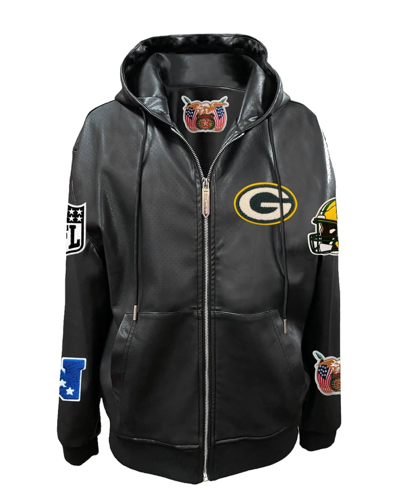 GREEN BAY PACKERS LIGHTWEIGHT VEGAN ZIP-UP HOODED JACKET