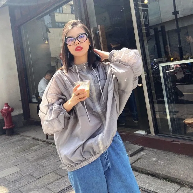 Hulianfu Basic Jackets Women Summer Sun-proof Loose Solid Simple Ulzzang Vintage Fashion Soft Ladies Chic New Daily Clothing Leisure Fit