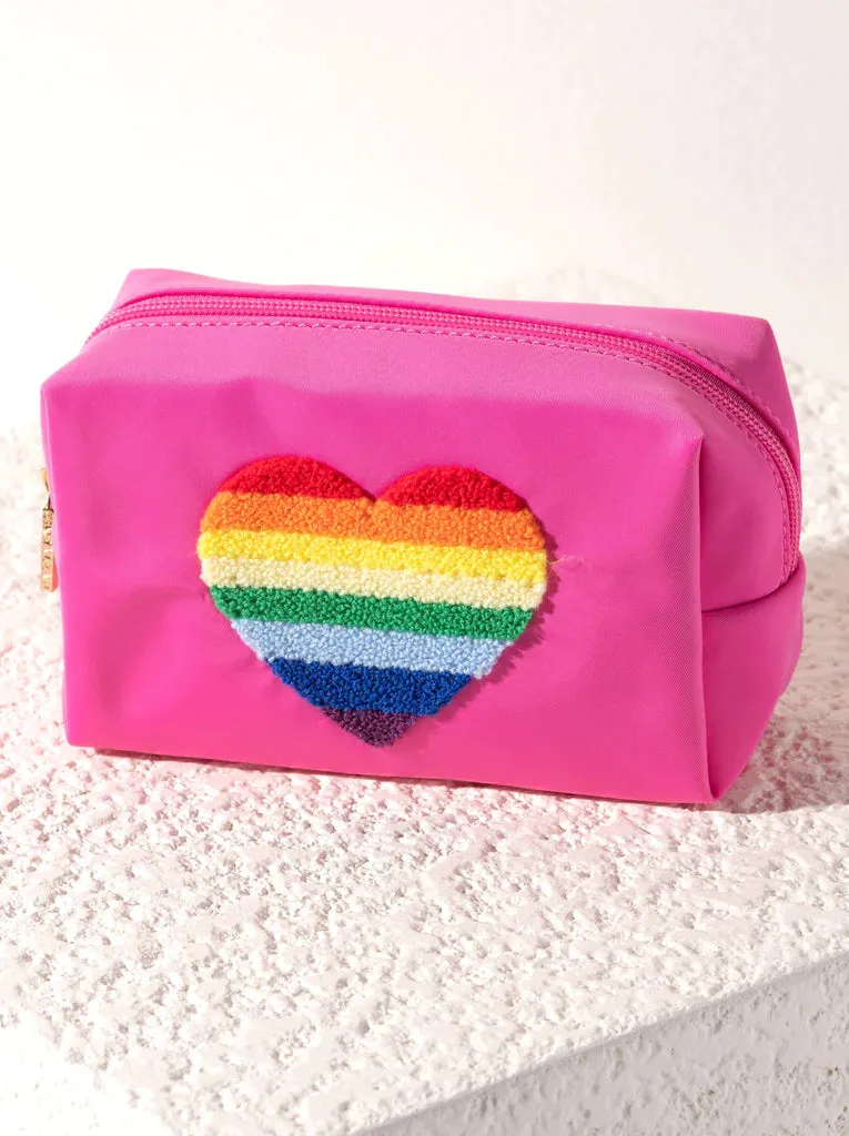 Joy Heart Zip Pouch in Fuchsia