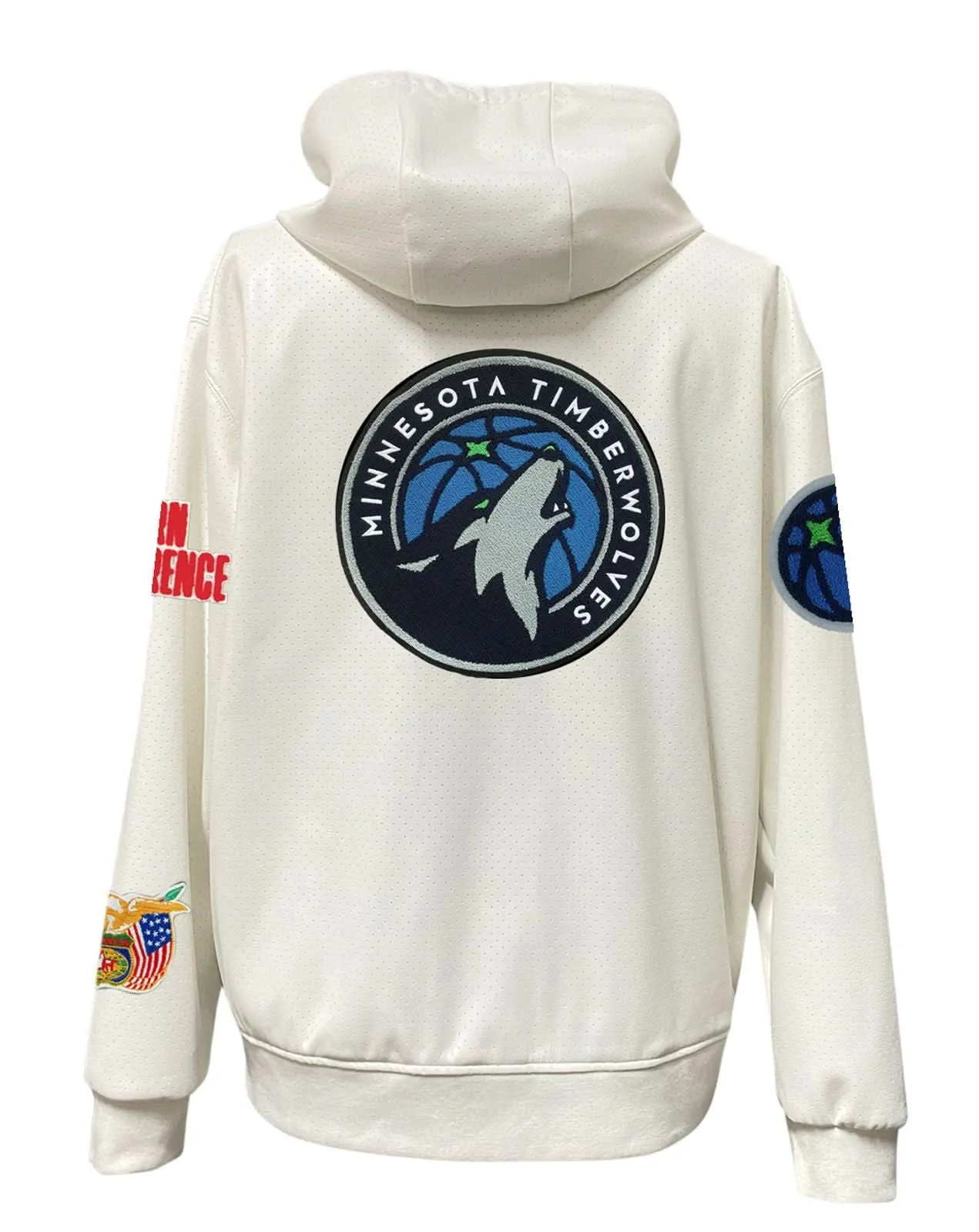 MINNESOTA TIMBERWOLVES LIGHTWEIGHT VEGAN ZIP-UP HOODED JACKET WHITE
