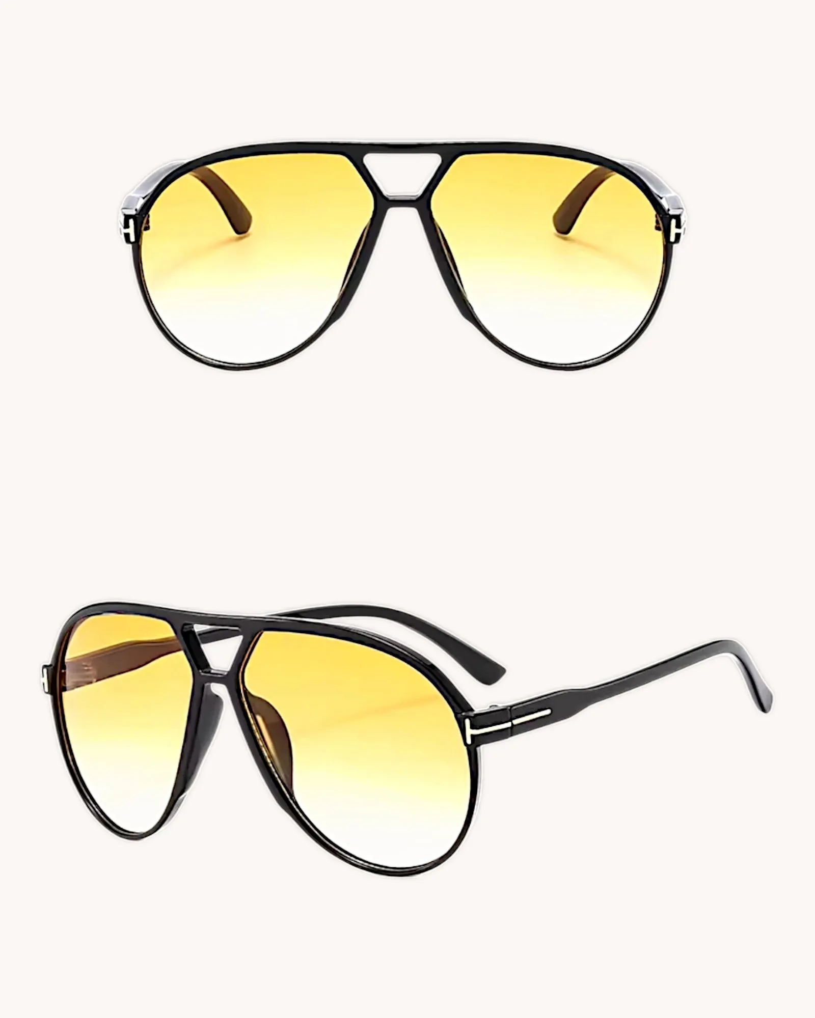 Oversize Aviator Sunglasses - Yellow
