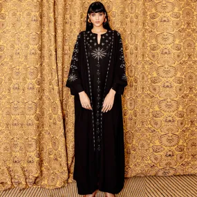 RISING SUN SLEEVE ON BLACK ABAYA