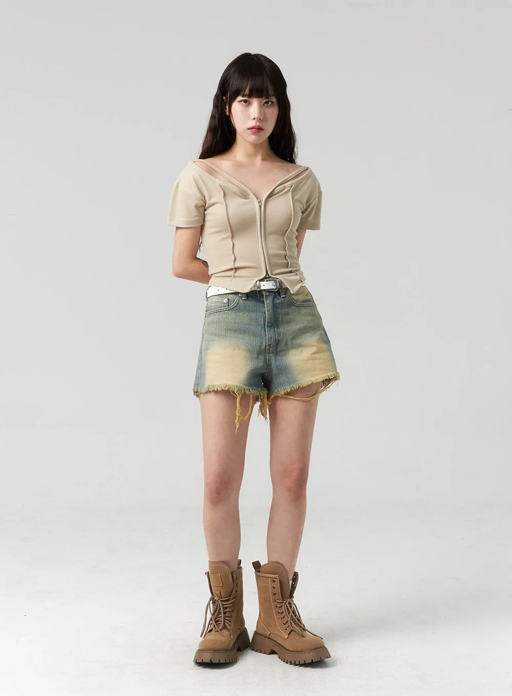 Short Sleeve Zip-Up CL314
