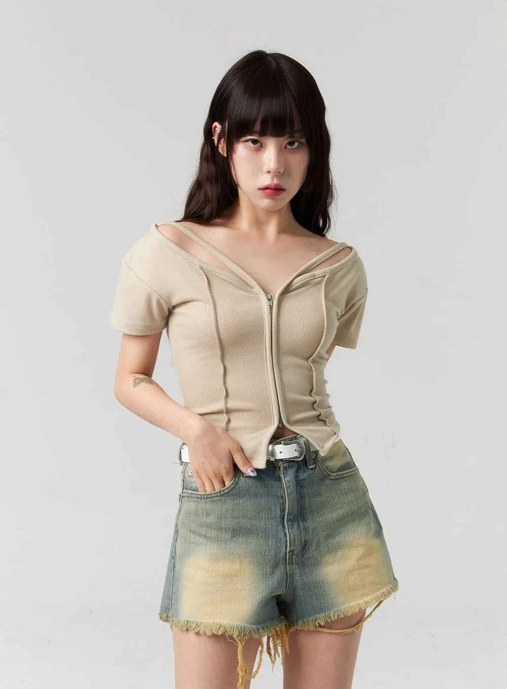 Short Sleeve Zip-Up CL314