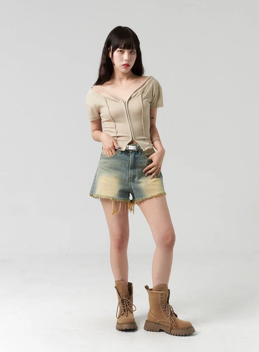 Short Sleeve Zip-Up CL314