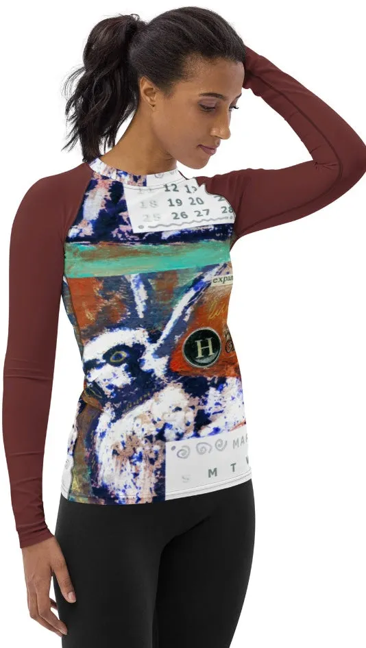 Sunheart March Hare Inspirational Sport  Women's Rash Guard Swim Top Make a Splash XS-3X