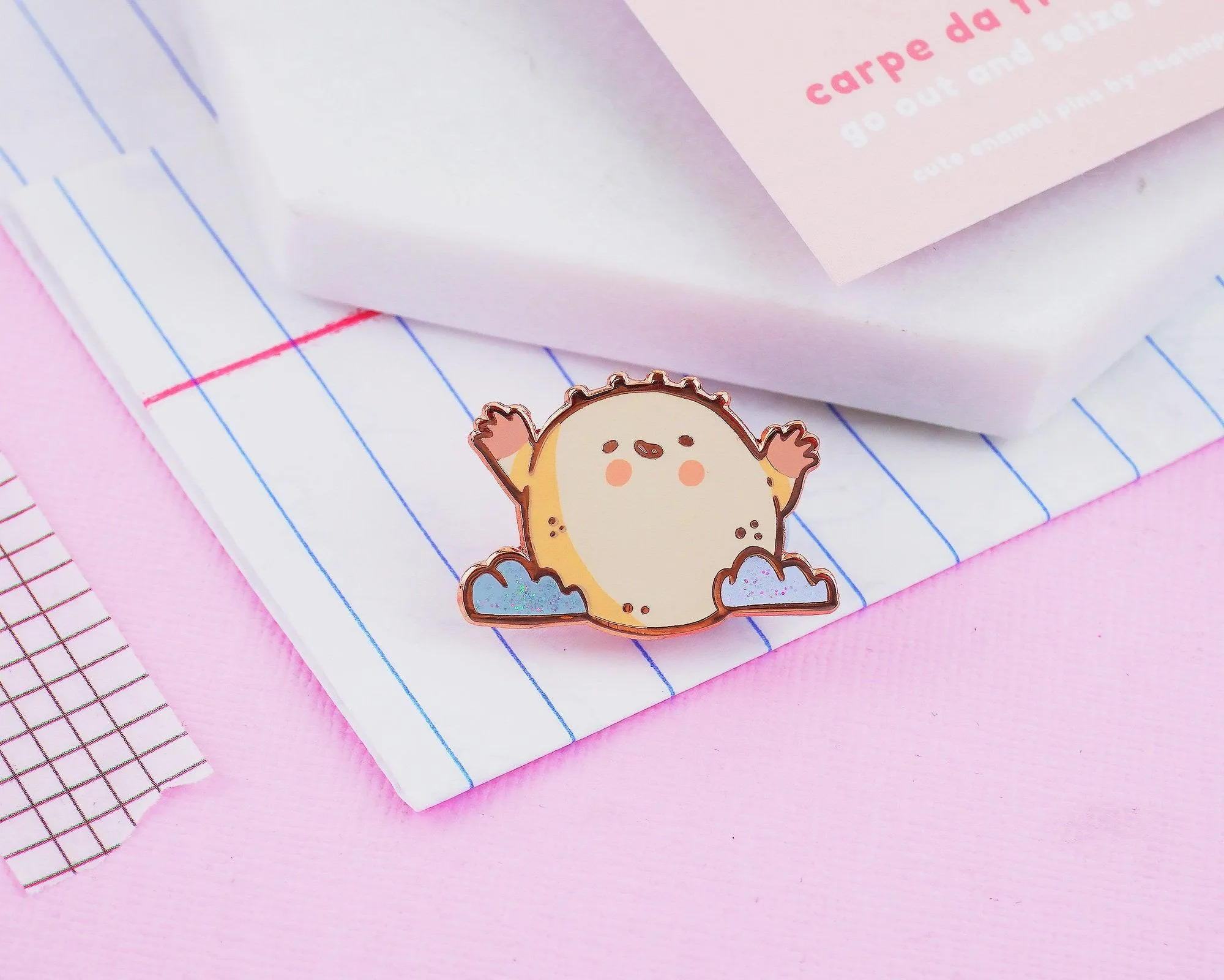 Sunnie the Happy Sun Enamel Pin | Kawaii Positivity Pin | Motivational Cute Sun Badge