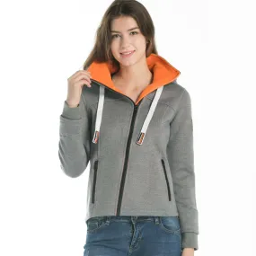 Women's	Bonded Zip-up Hoodie Jacket Grey size S M L XL