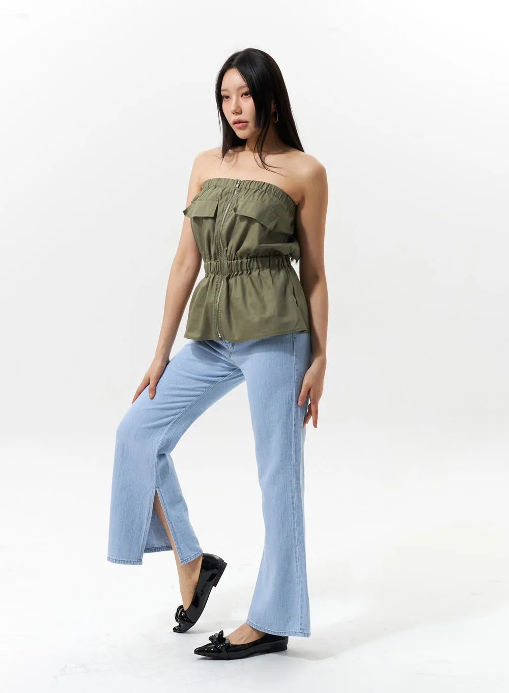 Zip-Up Sleeveless Top IU322