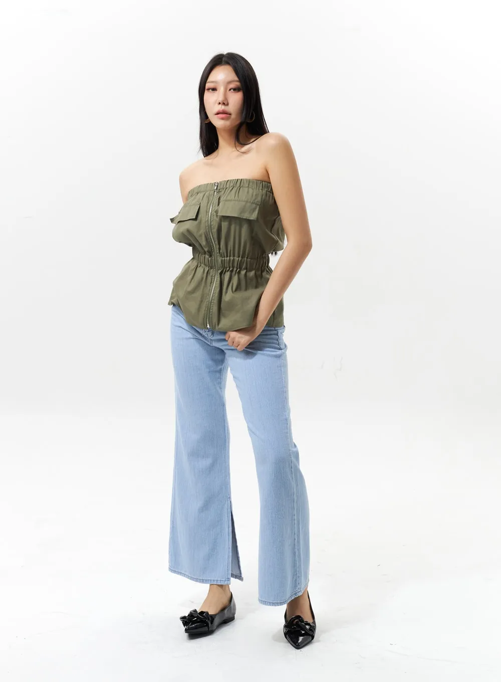 Zip-Up Sleeveless Top IU322
